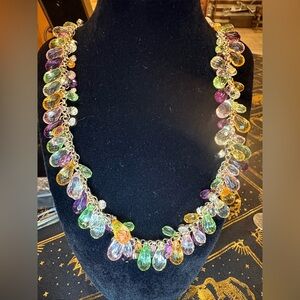 Multicolor Baroque Teardrops and Faux Diamond Necklace